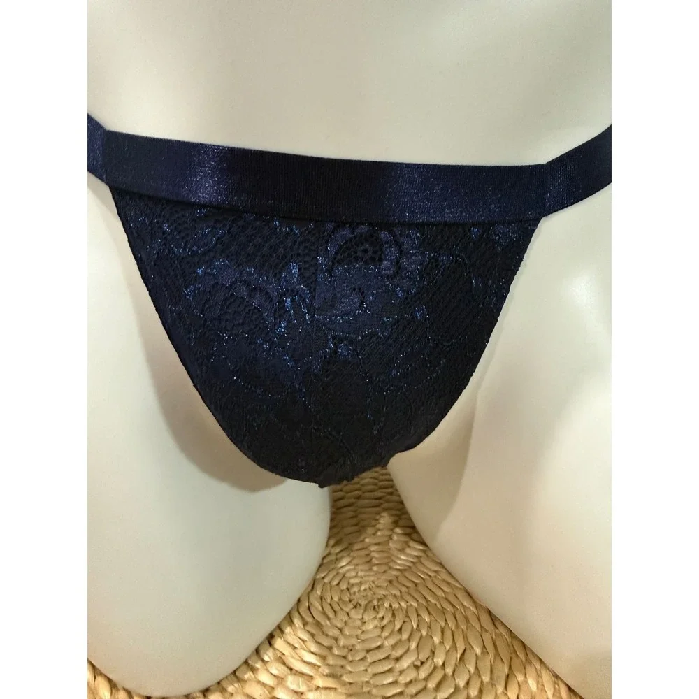 Cosabella Never Say Never Italian Thong Nocturnal blue Men's Lace NWT Size S‎